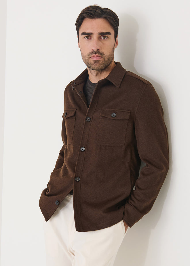 PATRICK ASSARAF WOOL/SILK UTILITY SHIRT JACKET