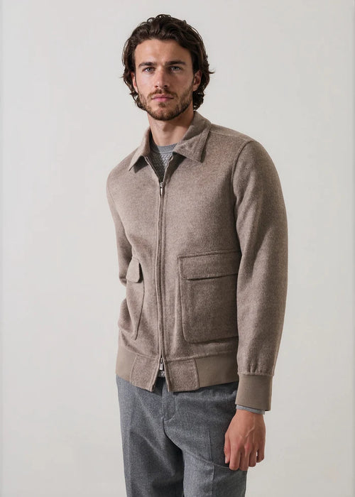 Patrick Assaraf Wool/Cashmere Zip-Up Bomber Jacket