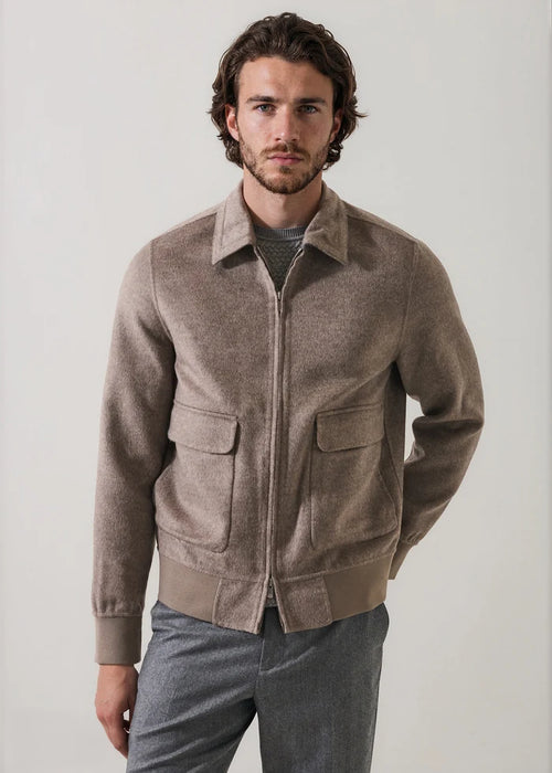 Patrick Assaraf Wool/Cashmere Zip-Up Bomber Jacket