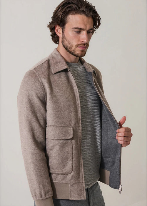 Patrick Assaraf Wool/Cashmere Zip-Up Bomber Jacket