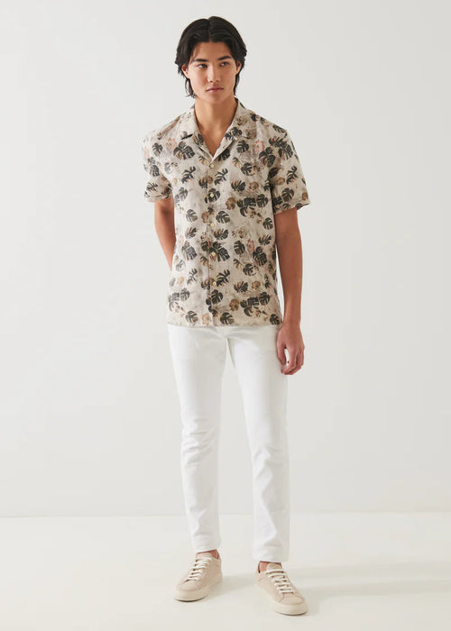 PATRICK ASSARAF FLORAL LEAF PRINT LINEN SHIRT P4307W23X