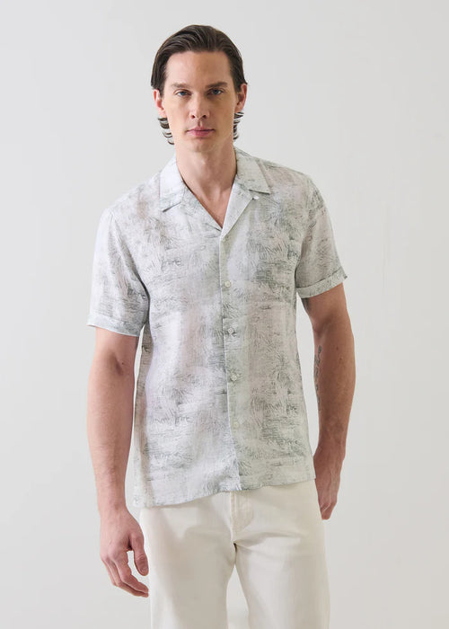Patrick Assaraf Tropical Print Linen Shirt