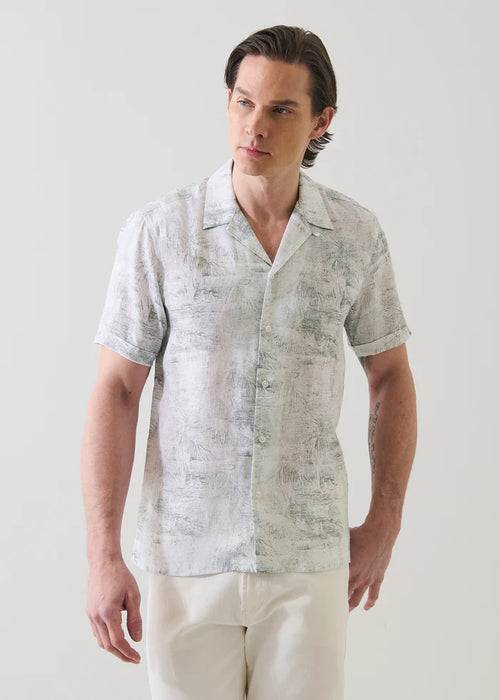 Patrick Assaraf Tropical Print Linen Shirt