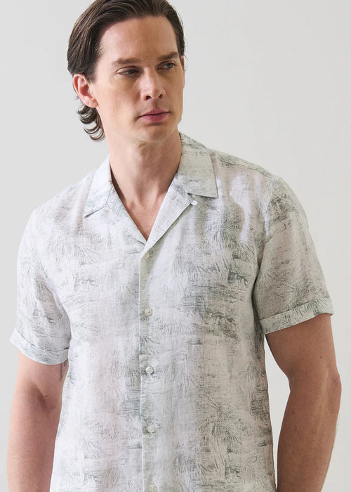 Patrick Assaraf Tropical Print Linen Shirt