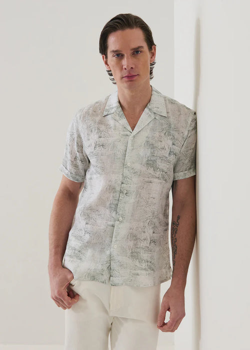 Patrick Assaraf Tropical Print Linen Shirt