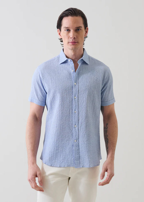 Patrick Assaraf Seersucker Cotton Stretch Shirt