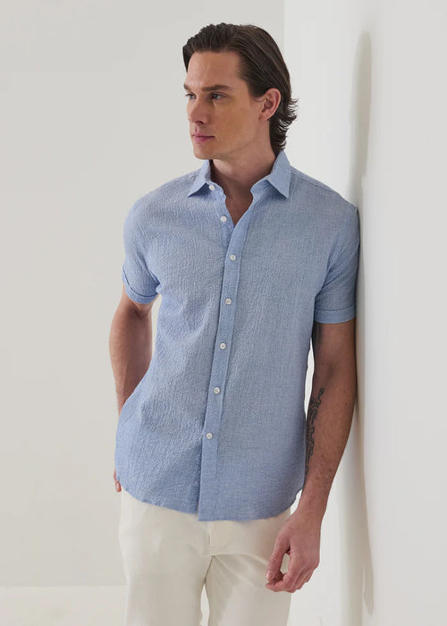 Patrick Assaraf Seersucker Cotton Stretch Shirt