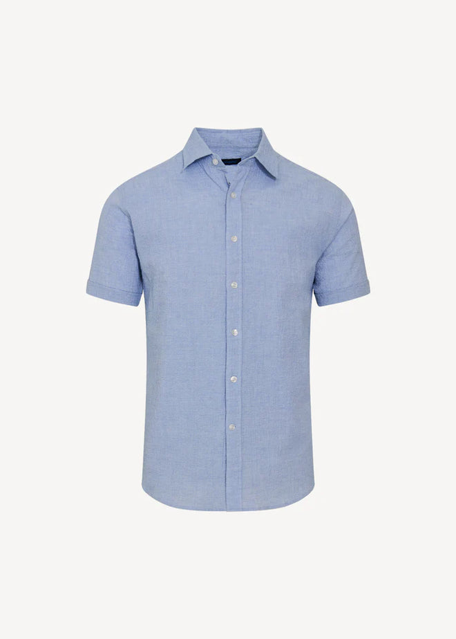 Patrick Assaraf Seersucker Cotton Stretch Shirt