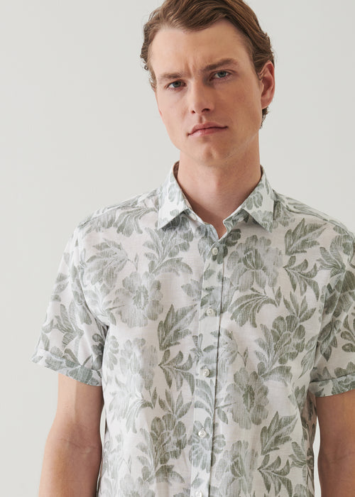 PATRICK ASSARAF FLORAL PRINT LINEN SHIRT
