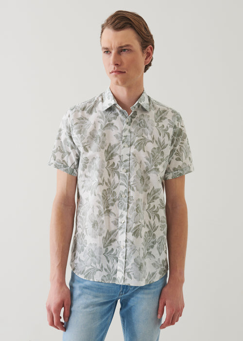 PATRICK ASSARAF FLORAL PRINT LINEN SHIRT