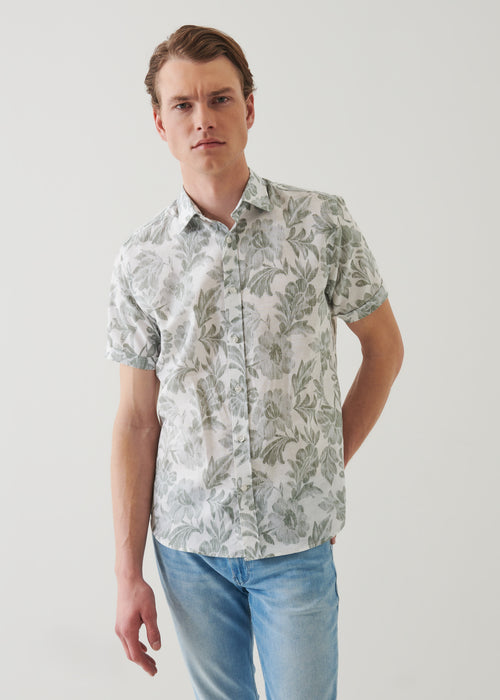 PATRICK ASSARAF FLORAL PRINT LINEN SHIRT