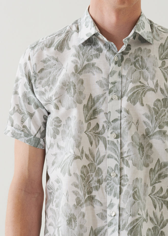PATRICK ASSARAF FLORAL PRINT LINEN SHIRT