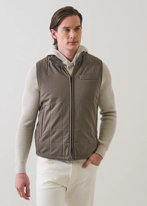 Patrick Assaraf Grid Quilted Filled Nylon Zip Vest