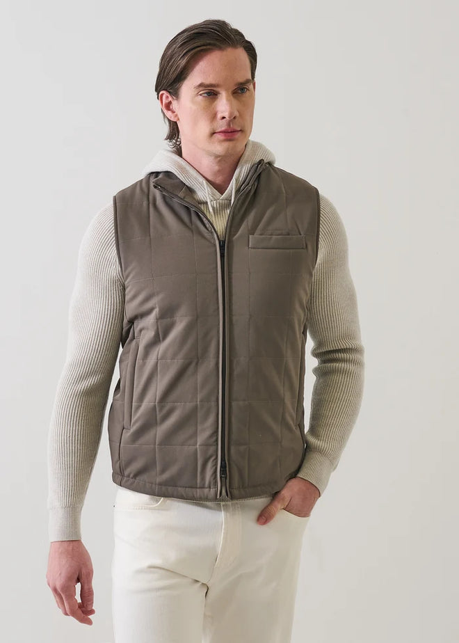 Patrick Assaraf Grid Quilted Filled Nylon Zip Vest