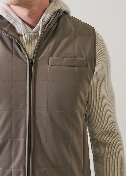Patrick Assaraf Grid Quilted Filled Nylon Zip Vest