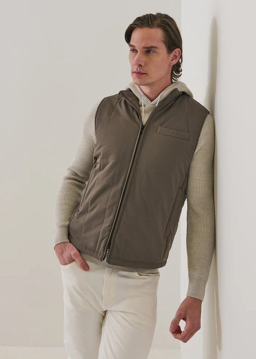 Patrick Assaraf Grid Quilted Filled Nylon Zip Vest
