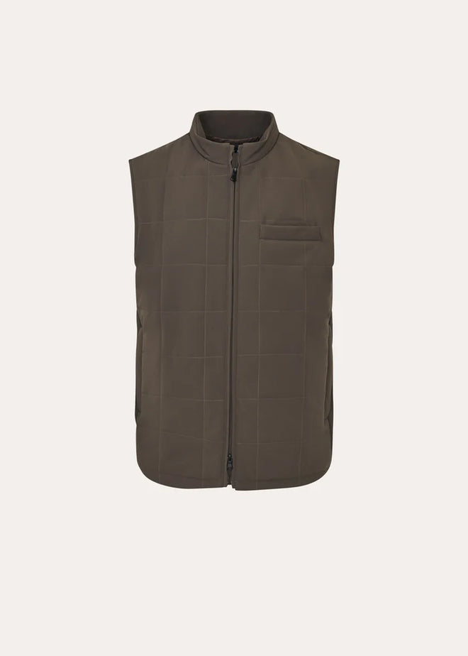 Patrick Assaraf Grid Quilted Filled Nylon Zip Vest