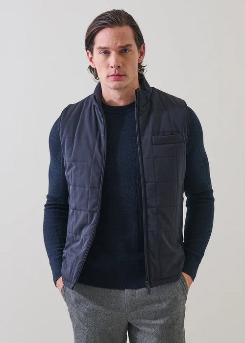 Patrick Assaraf Grid Quilted Filled Nylon Zip Vest