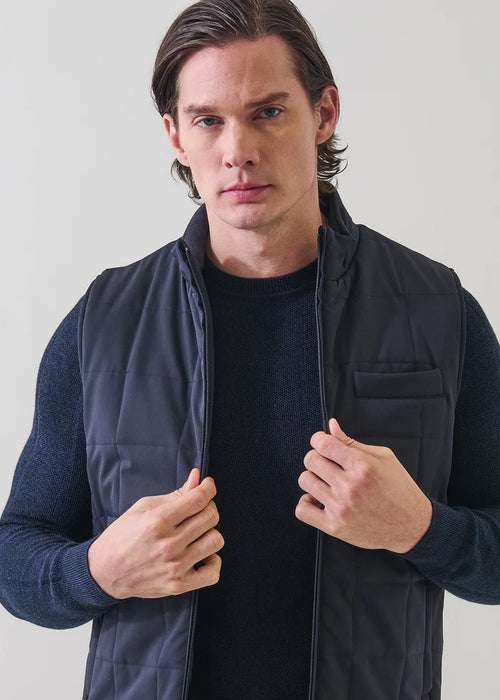 Patrick Assaraf Grid Quilted Filled Nylon Zip Vest