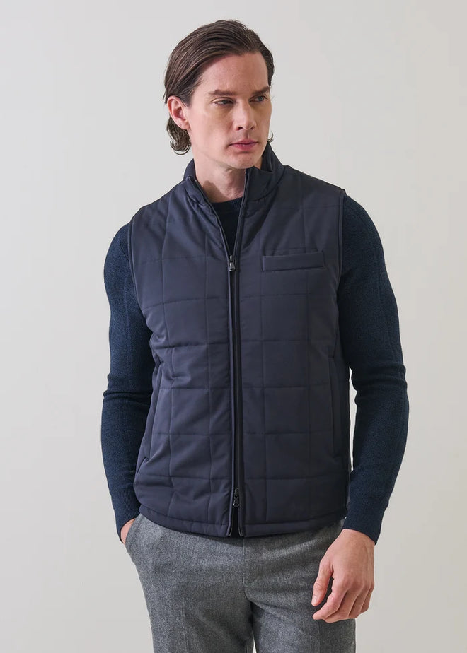 Patrick Assaraf Grid Quilted Filled Nylon Zip Vest