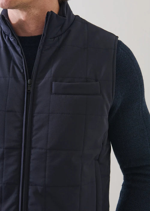 Patrick Assaraf Grid Quilted Filled Nylon Zip Vest