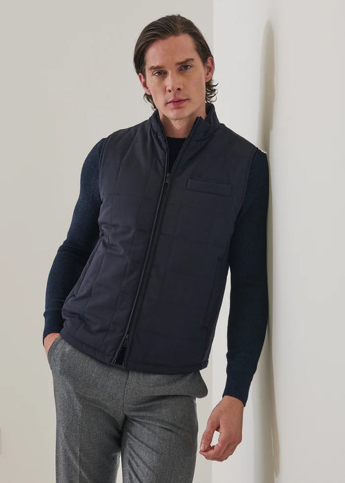 Patrick Assaraf Grid Quilted Filled Nylon Zip Vest