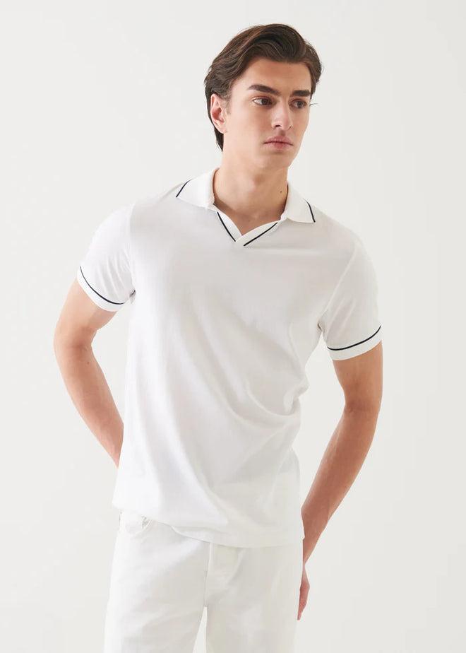 PATRICK ASSARAF PIMA COTTON TIPPED OPEN POLO