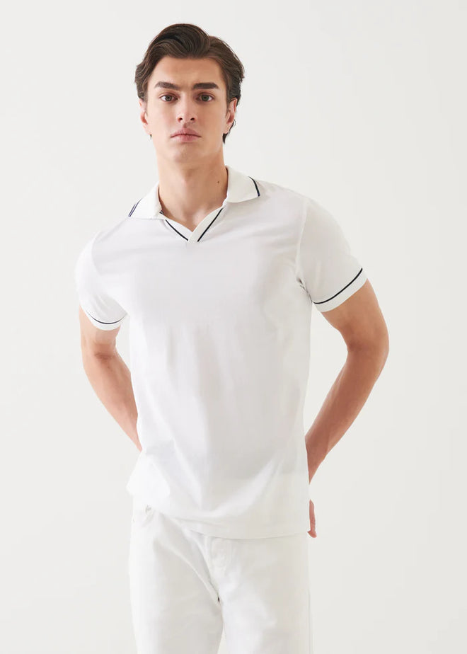 PATRICK ASSARAF PIMA COTTON TIPPED OPEN POLO
