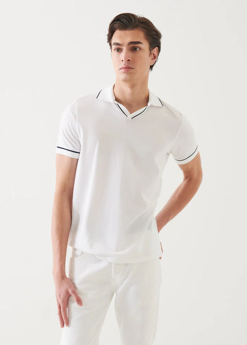 PATRICK ASSARAF PIMA COTTON TIPPED OPEN POLO