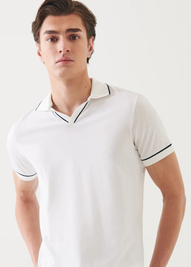 PATRICK ASSARAF PIMA COTTON TIPPED OPEN POLO