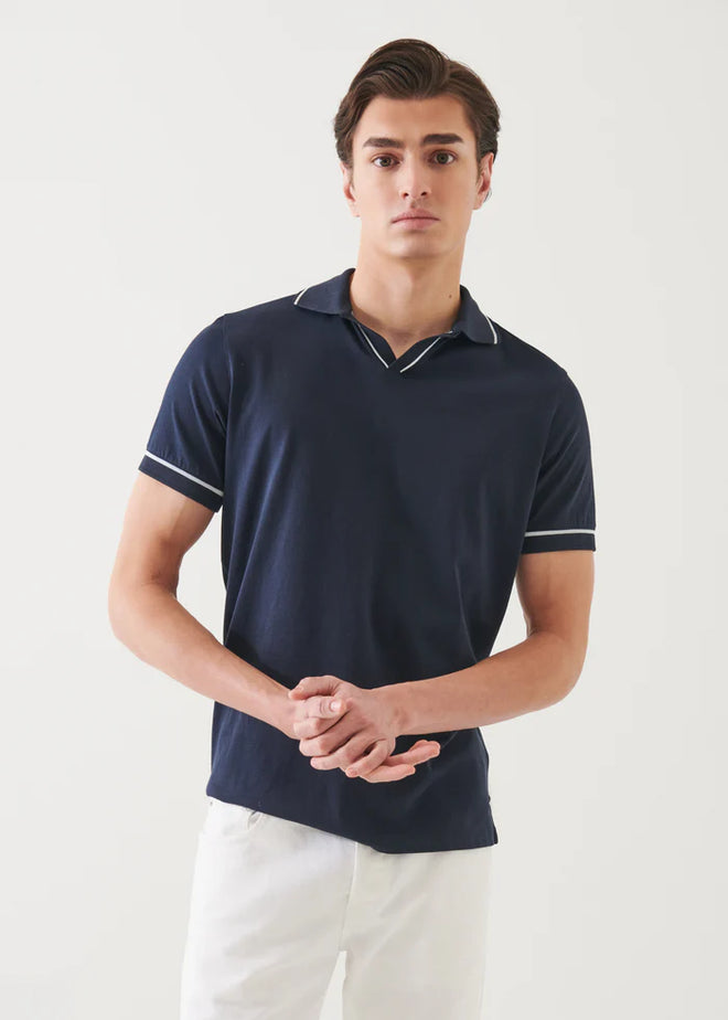 PATRICK ASSARAF PIMA COTTON TIPPED OPEN POLO
