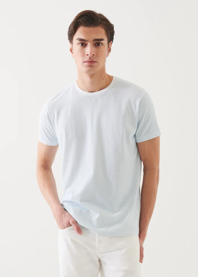 PATRICK ASSARAF PIMA COTTON STRETCH PRINTED CREWNECK