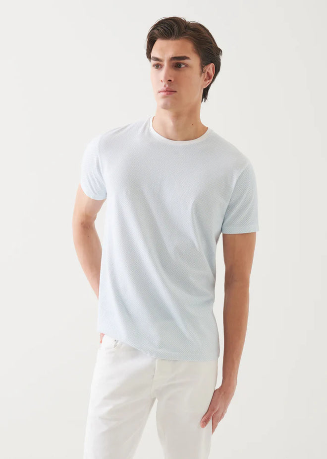 PATRICK ASSARAF PIMA COTTON STRETCH PRINTED CREWNECK