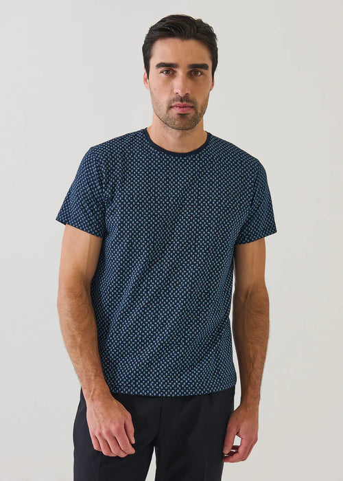 Patrick Assaraf Pima Cotton Stretch Micro Medallion Print Crewneck
