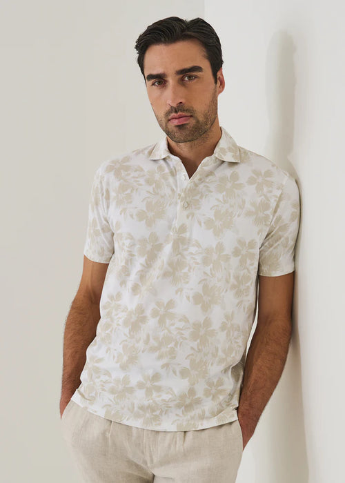 PATRICK ASSARAF PIMA COTTON STRETCH TROPICAL PRINT POLO