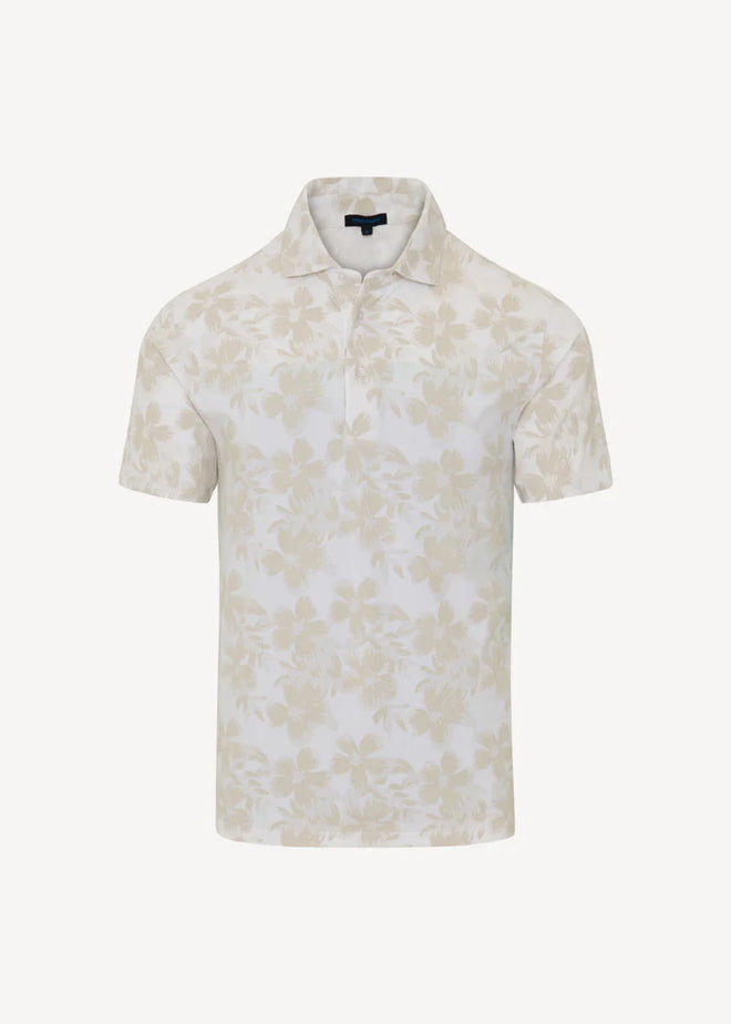 PATRICK ASSARAF PIMA COTTON STRETCH TROPICAL PRINT POLO