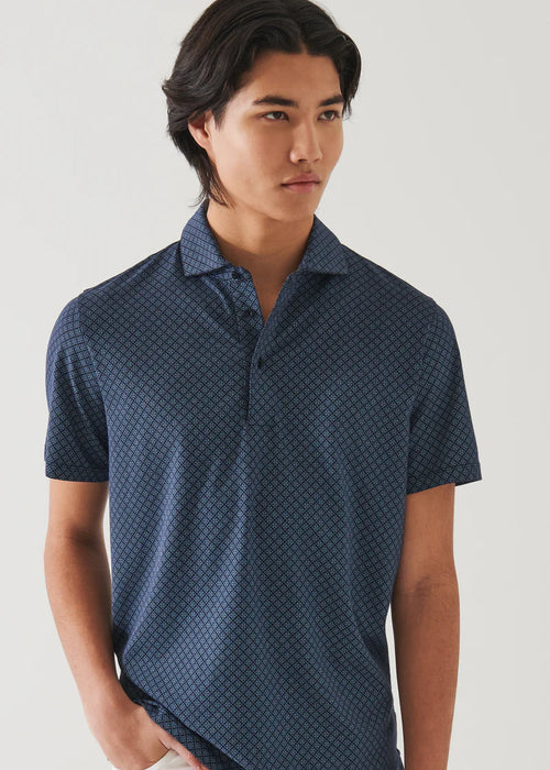 PATRICK ASSARAF PIMA COTTON STRETCH PRINTED POLO