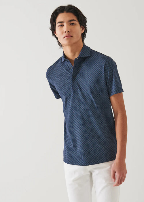 PATRICK ASSARAF PIMA COTTON STRETCH PRINTED POLO