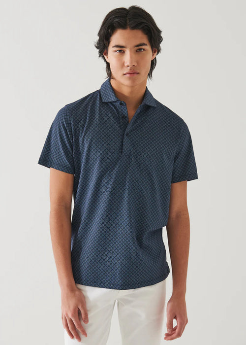 PATRICK ASSARAF PIMA COTTON STRETCH PRINTED POLO