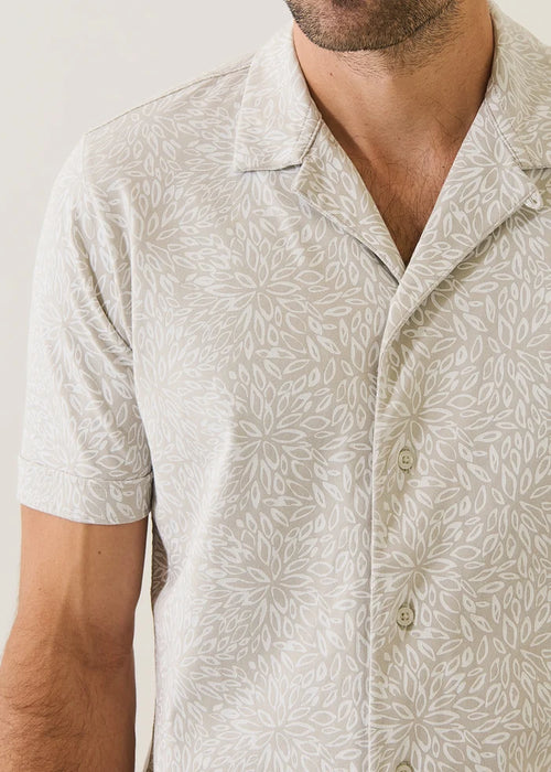 Patrick Assaraf Pima Cotton Stretch Tropical Print Camp Collar Shirt