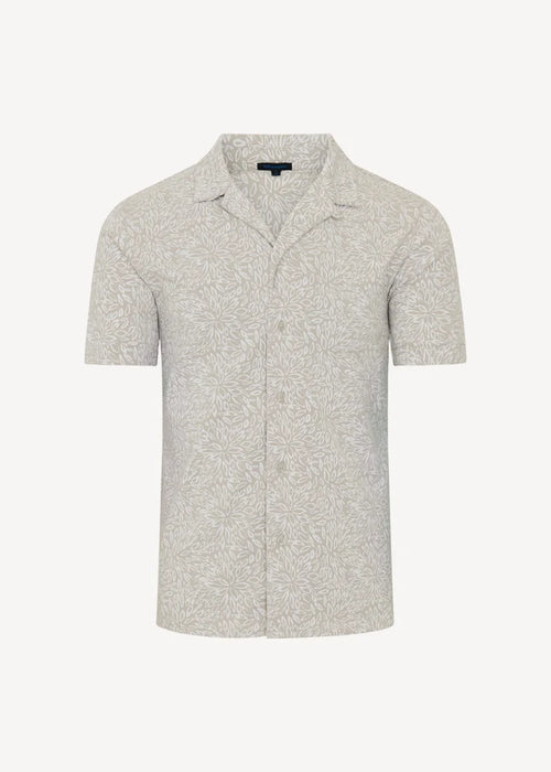 Patrick Assaraf Pima Cotton Stretch Tropical Print Camp Collar Shirt