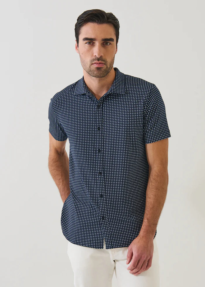 Patrick Assaraf Pima Cotton Stretch Geometric Print Shirt