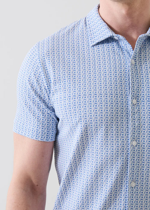Patrick Assaraf Pima Cotton Stretch Mini Geometric Print Shirt