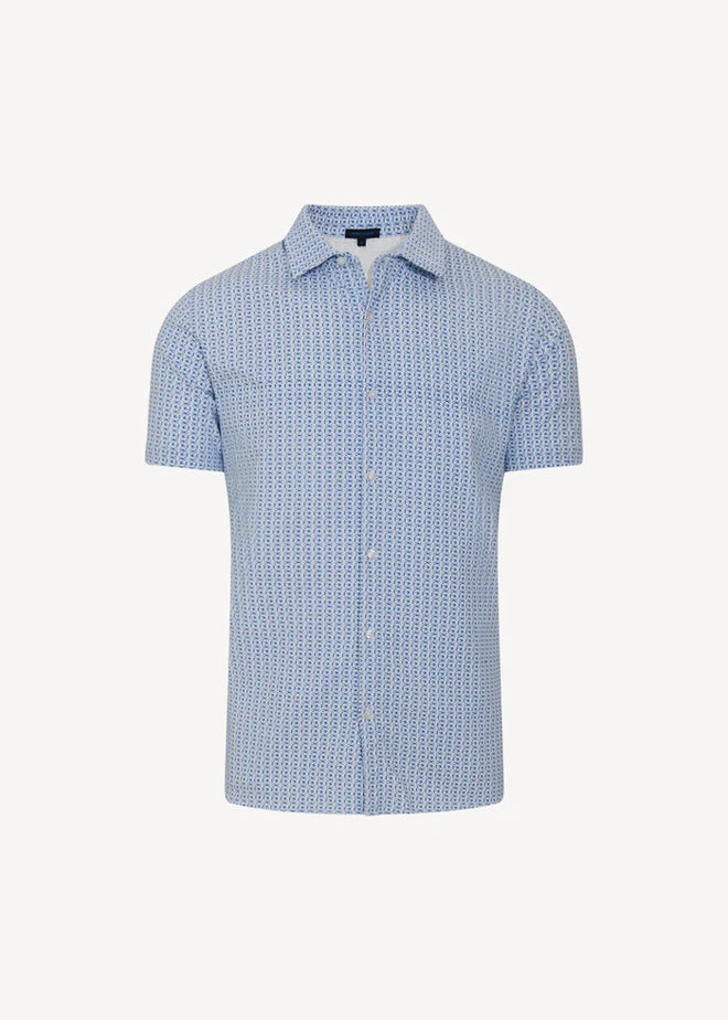Patrick Assaraf Pima Cotton Stretch Mini Geometric Print Shirt