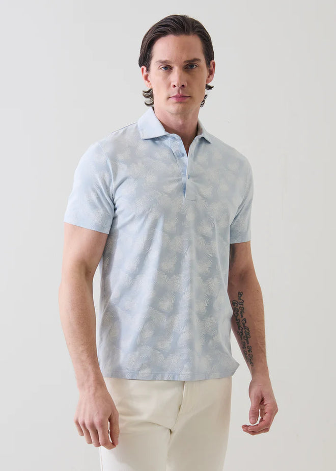 Patrick Assaraf Pima Cotton Stretch Tropical Leaf Print Polo