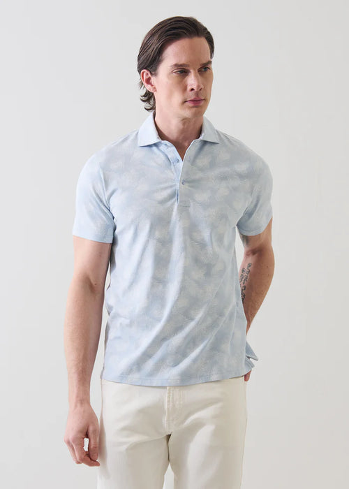 Patrick Assaraf Pima Cotton Stretch Tropical Leaf Print Polo