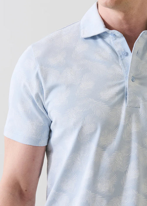 Patrick Assaraf Pima Cotton Stretch Tropical Leaf Print Polo