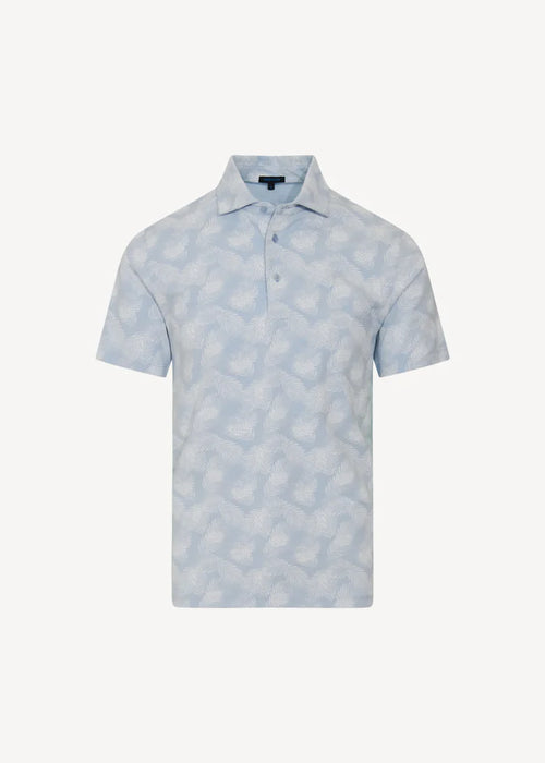 Patrick Assaraf Pima Cotton Stretch Tropical Leaf Print Polo