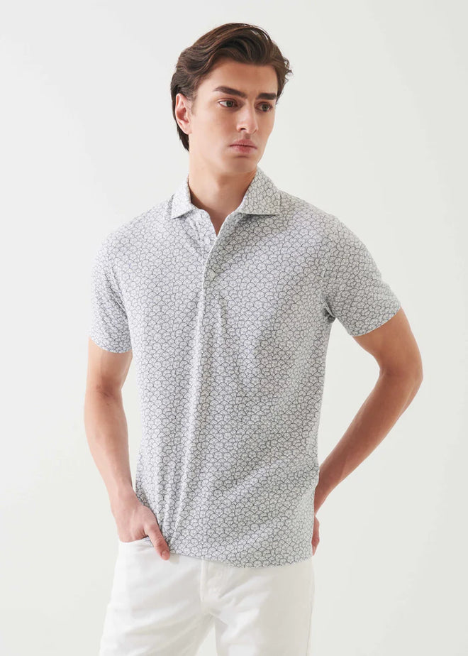 PATRICK ASSARAF COTTON STRETCH PRINTED POLO