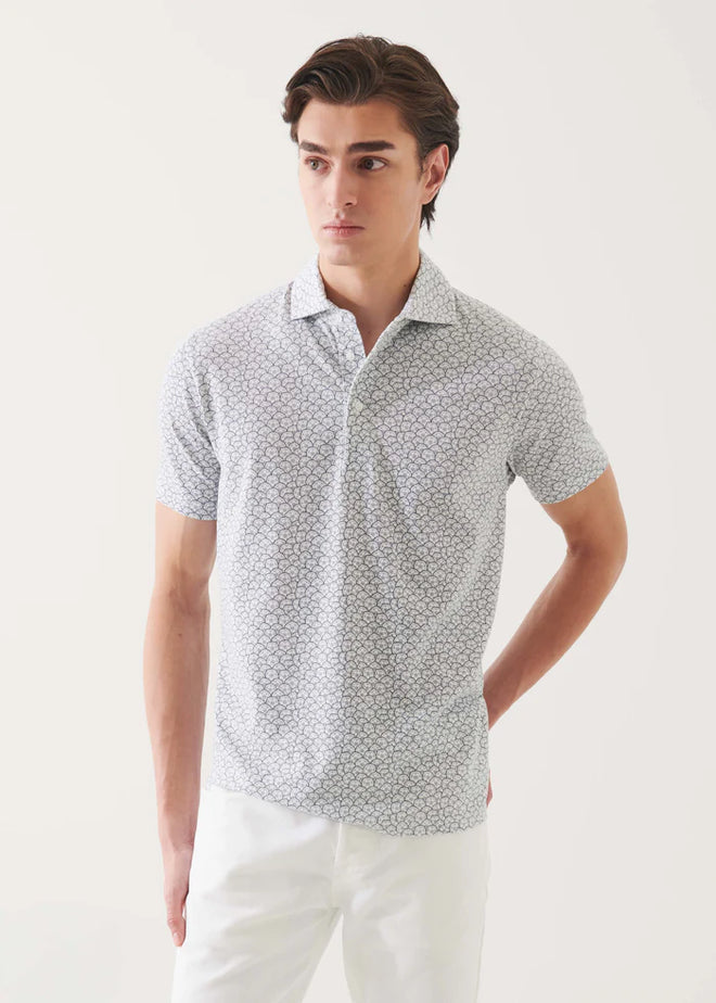 PATRICK ASSARAF COTTON STRETCH PRINTED POLO